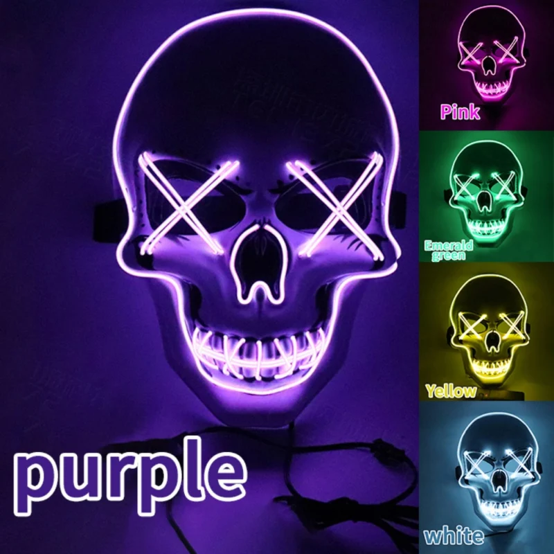 Волшебная светодиодная маска на Хэллоуин неоновые светодиодсветодиодный