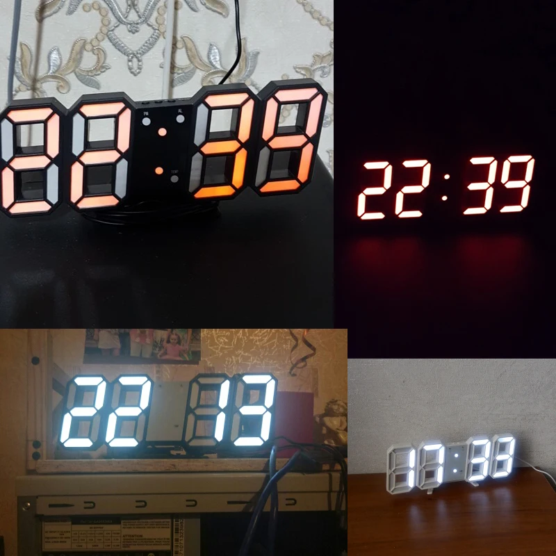Hot! 3D LED Wall Clock Modern Digital Wall Table Clock Watch Desktop Alarm Clock Nightlight Saat Wall Clock For Home Living Room