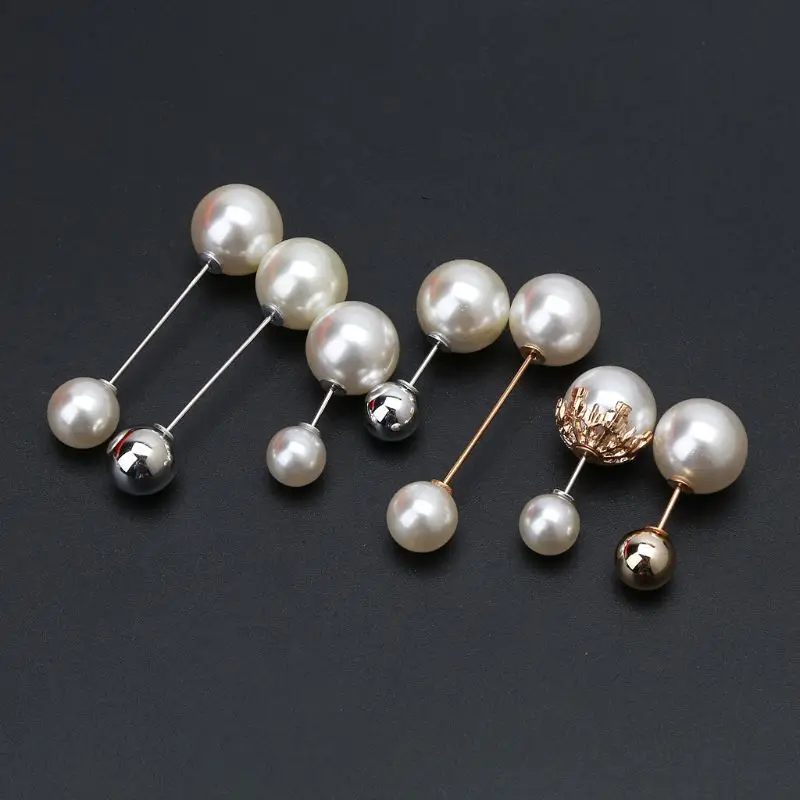 

7Pcs Sweater Shawl Clip Double Faux Pearl Brooch Safety Pins Women Clothes Decor U4LF