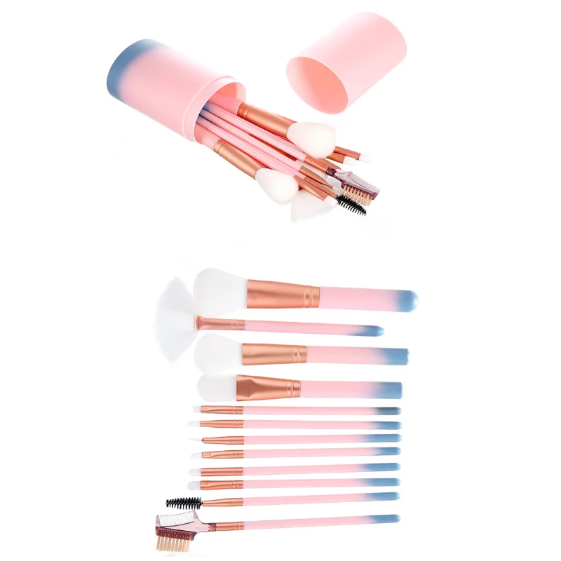 12 кистей для макияжа с розовым градиентом кисть теней Кисть набор косметических