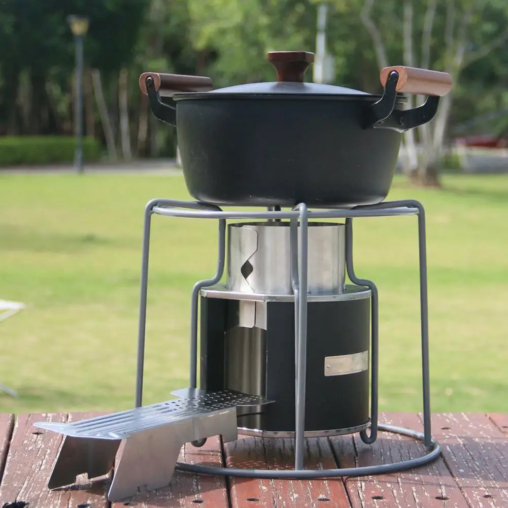 Туристическая деревянная горелка портативная из нержавеющей стали для пикника