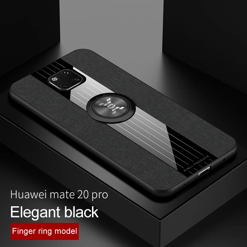 black and ring Мягкий Силиконовый противоударный бампер huawei mate 20 Pro Чехол магнитный автомобильный держатель кольцо задняя крышка для huawei mate 20X чехол для телефона чехол s - Цвет: black and ring