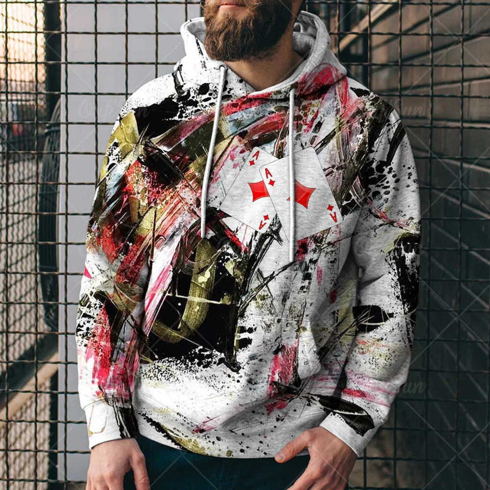 

Autumn Trend New Popular Fashion Poker Series Printed Men's Sweater Street 3d Hoodie