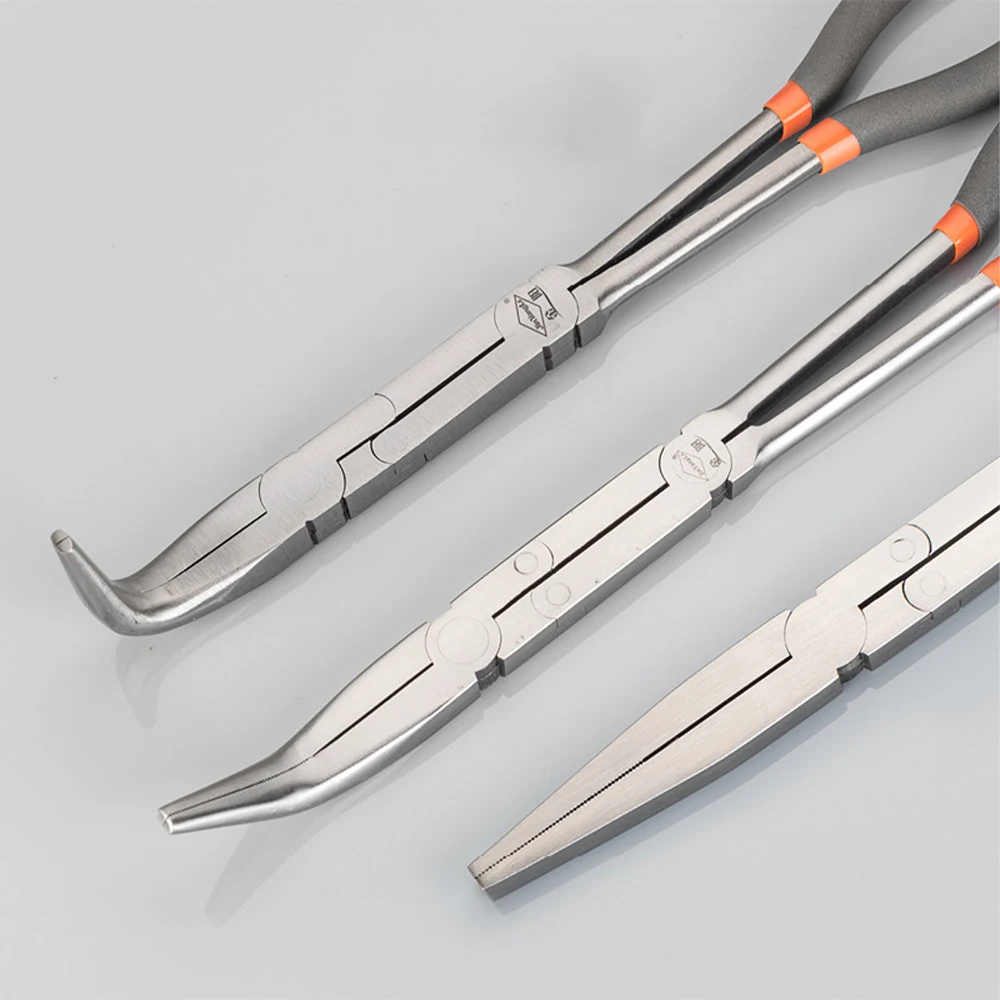 

Long Pliers Straight 45 90 Degree O-Shape Bend Needle Nose Pliers 13" Plug Puller Multi-functional Mechanics Home Hand Tool