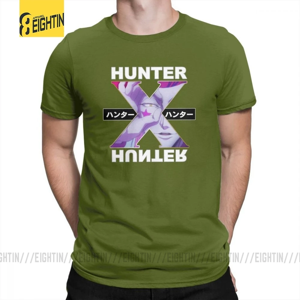 Hunter X Hunter футболки Hisoka очищенные хлопковые футболки с круглым воротником классические уличные футболки с коротким рукавом мужские комиксы плюс - Цвет: Армейский зеленый