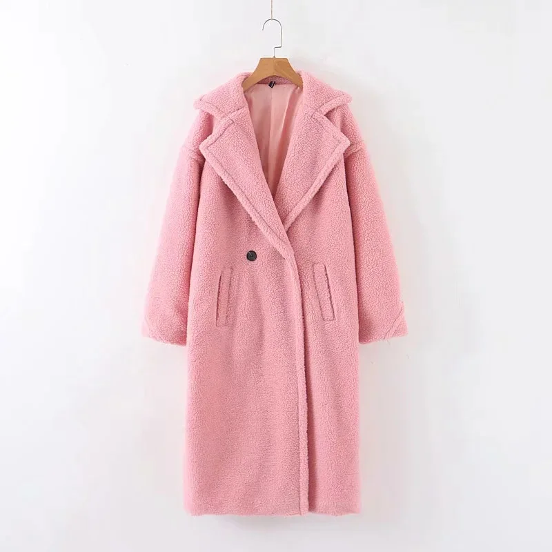 

Jane Deiune 2020 New Winter Autumn Women Loose Long Lamb Wool Coat Lady Oversized Fashion Solid Warm Thicken Outwear