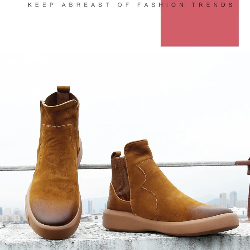 ZFTL/Новые мужские ботильоны из натуральной кожи ботинки челси коричневые