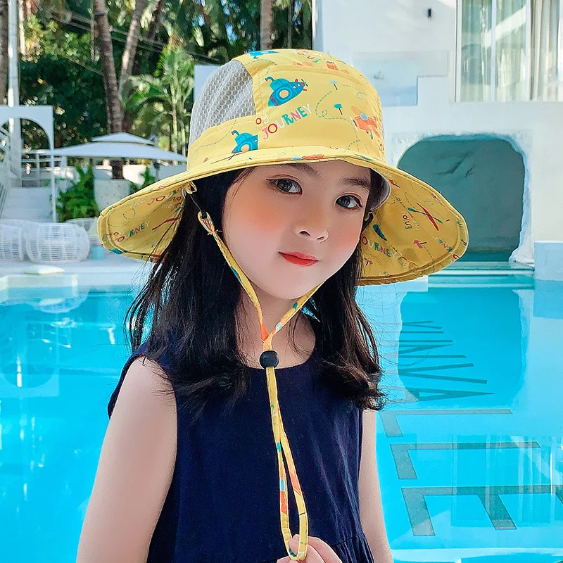 Панама для мальчиков и девочек двусторонняя пляжная с мультяшным динозавром