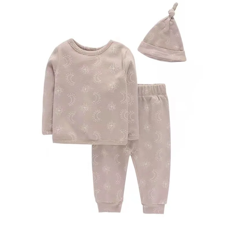 

Baby Boy Clothes Sets 3Pieces Tops+Pants+Headwear Unisex 100%cotton Baby Girl Clothes Underwear Hats Autumn Spring Print