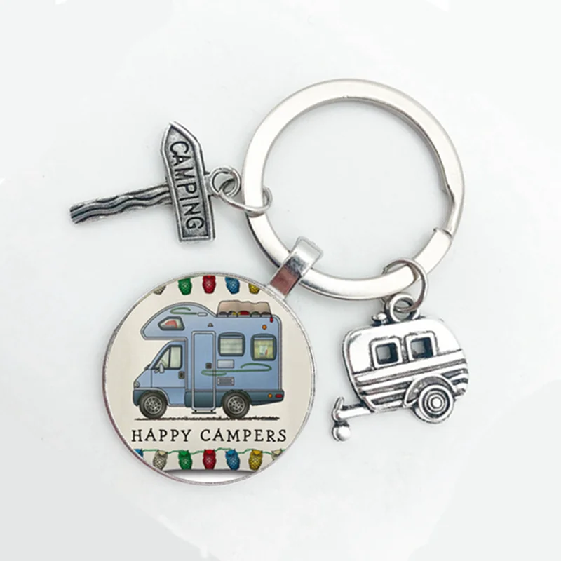 2021 New Cute Camper Wagon, I Love Camping Keychain, Trailer Road Sign Keychain, Holiday Travel Souvenir Gift images - 6