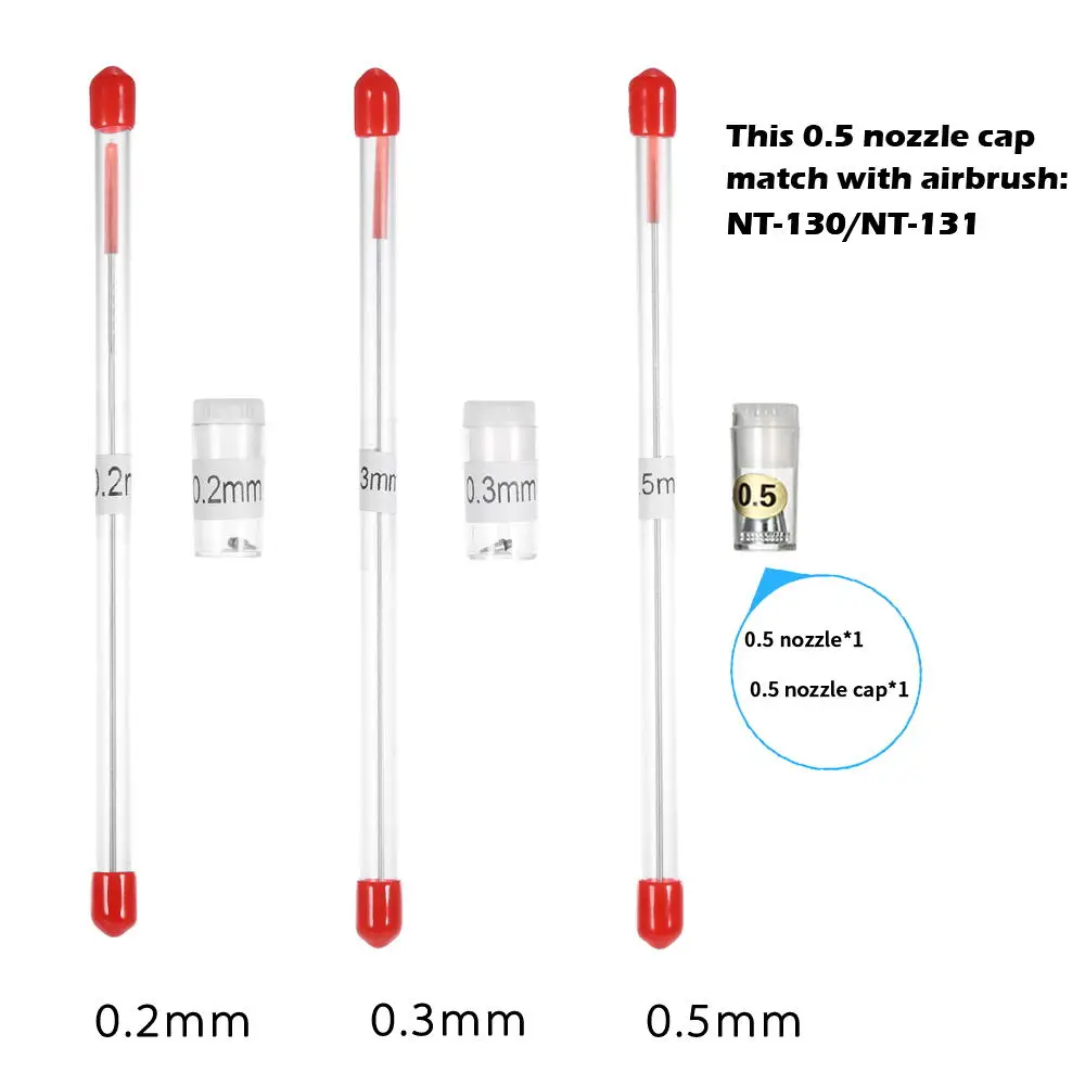 Nozzle Needle 0.5Cap 0,2 мм, 0,3 мм, 0,5 мм, сменные иглы для аэрографа, распылитель, модель распыления краски, инструмент для обслуживания, аксессуары - Цвет: Nozzle Needle 0.5Cap
