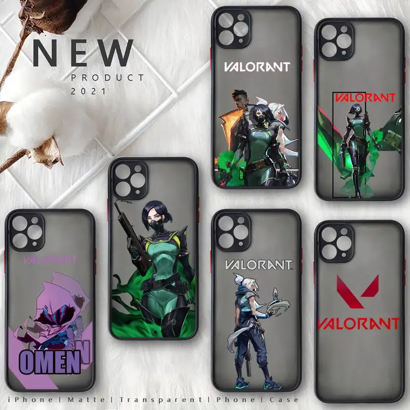 

valorant Phone Case For iphone 12 11 8 7 plus mini x xs xr pro max matte transparent cover