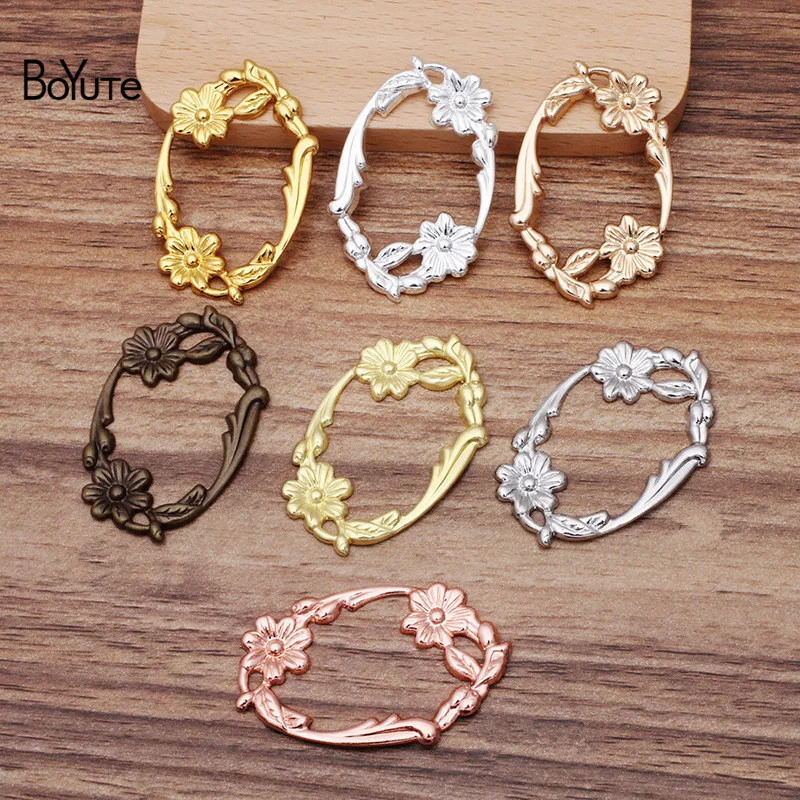 

BoYuTe (20 Pieces/Lot) 45*30MM Metal Brass Stamping Flower Bezels Diy Hand Made Jewelry Making Accessories
