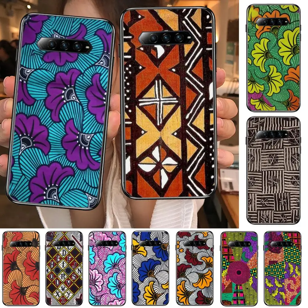 

African style fabric print Anime Phone Case For xiaomi redmi Black Shark 4 Pro 2 3 3s Cases Helo Black Cover Silicone Back Pret