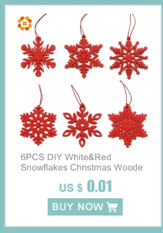6PCS DIY White&Red Snowflakes Christmas Wooden Pendants Ornaments For Xmas Tree Ornaments Christmas Party Decorations Kids Gift