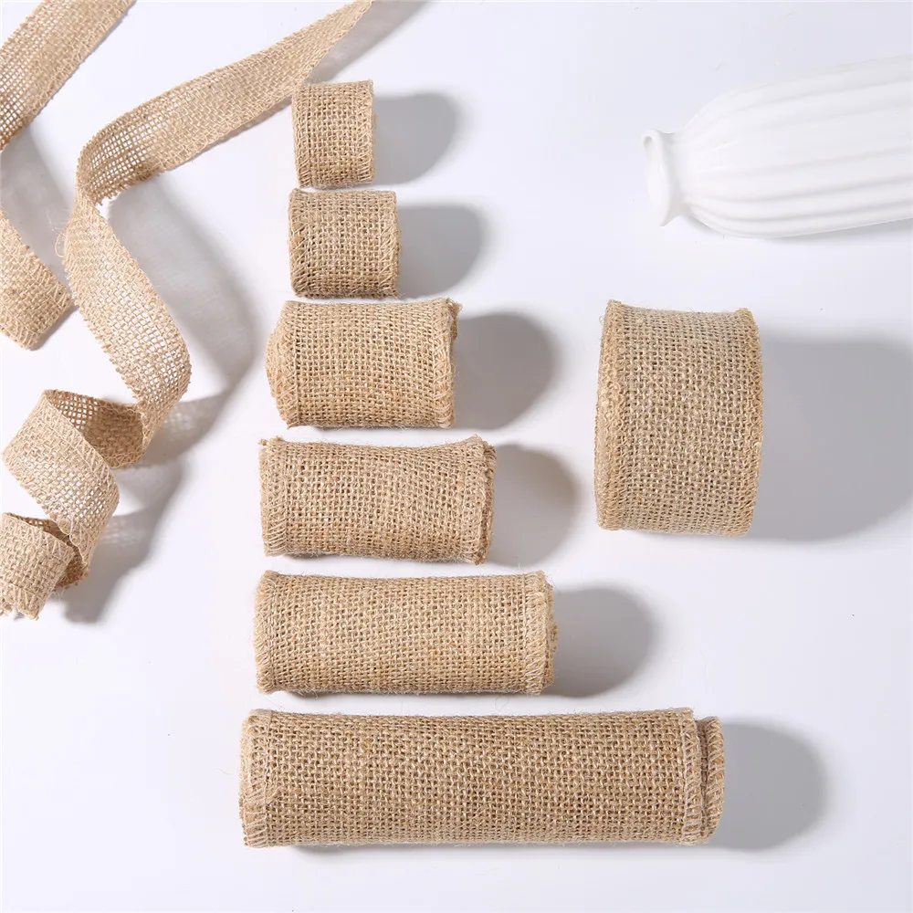

2m/Roll Retro Natural Jute Linen Ribbon DIY Craft Gift Box Valentine'S Day Gift Wedding Bouquet Wreath Birthday Party Decoration