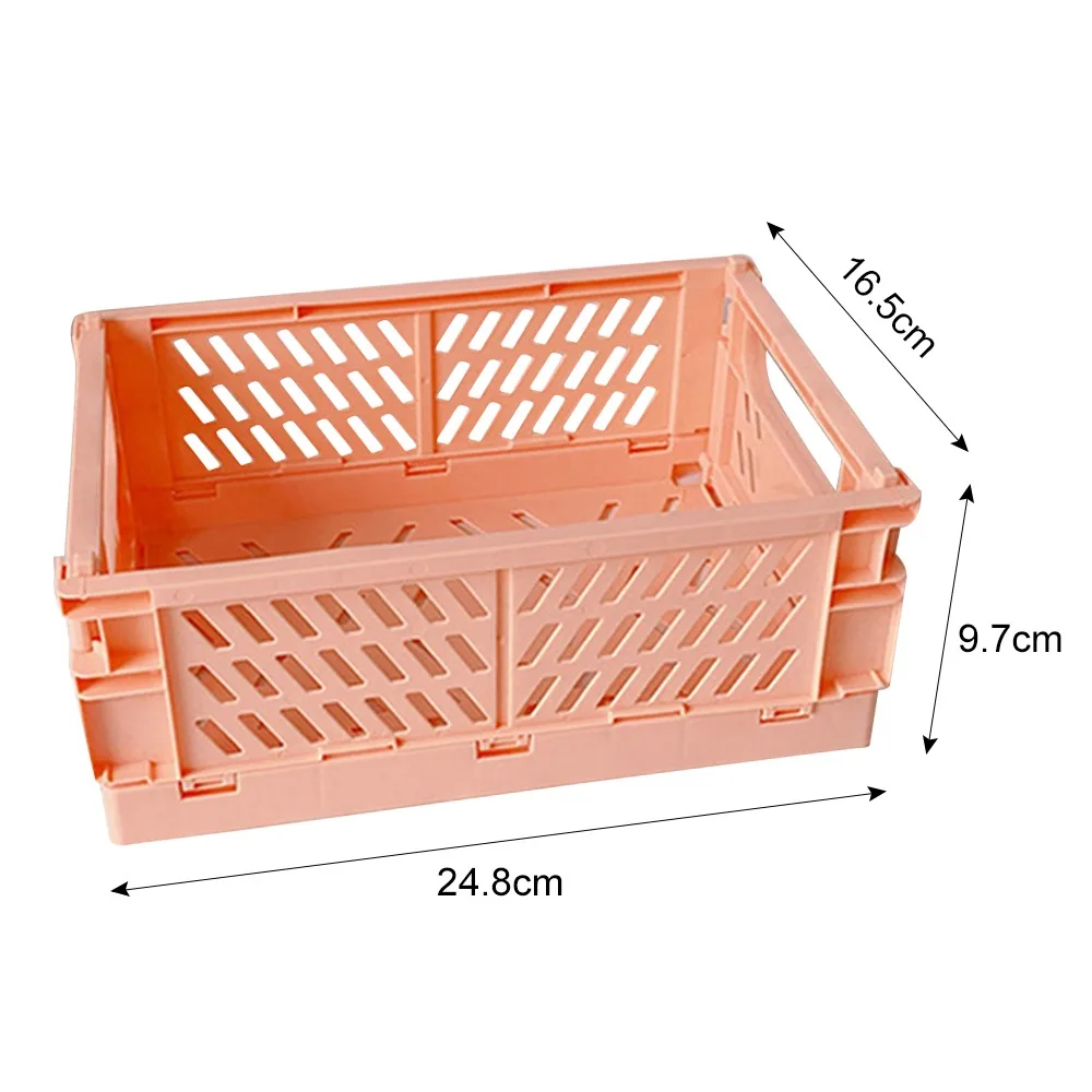 

Crate Collapsible Plastic Folding Storage Box Basket Home Storage Supplies Utility Cosmetic Container Desktop Holder 25cm Large