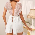 Женская ночная рубашка с открытой спиной Angel Wings, кружевная ночная сорочка с глубоким V-образным вырезом, прозрачная сетчатая Пижама размера XL