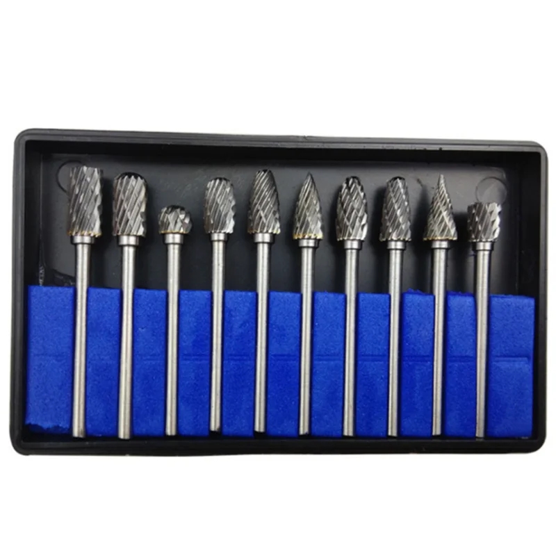 

10 шт. ротационных напильников из Фрезы Биты гравировальный 1/4 "напильников ротационного резака Вольфрам карбида точки хвостовик шлифовального станка инструменты для резьбы по дереву