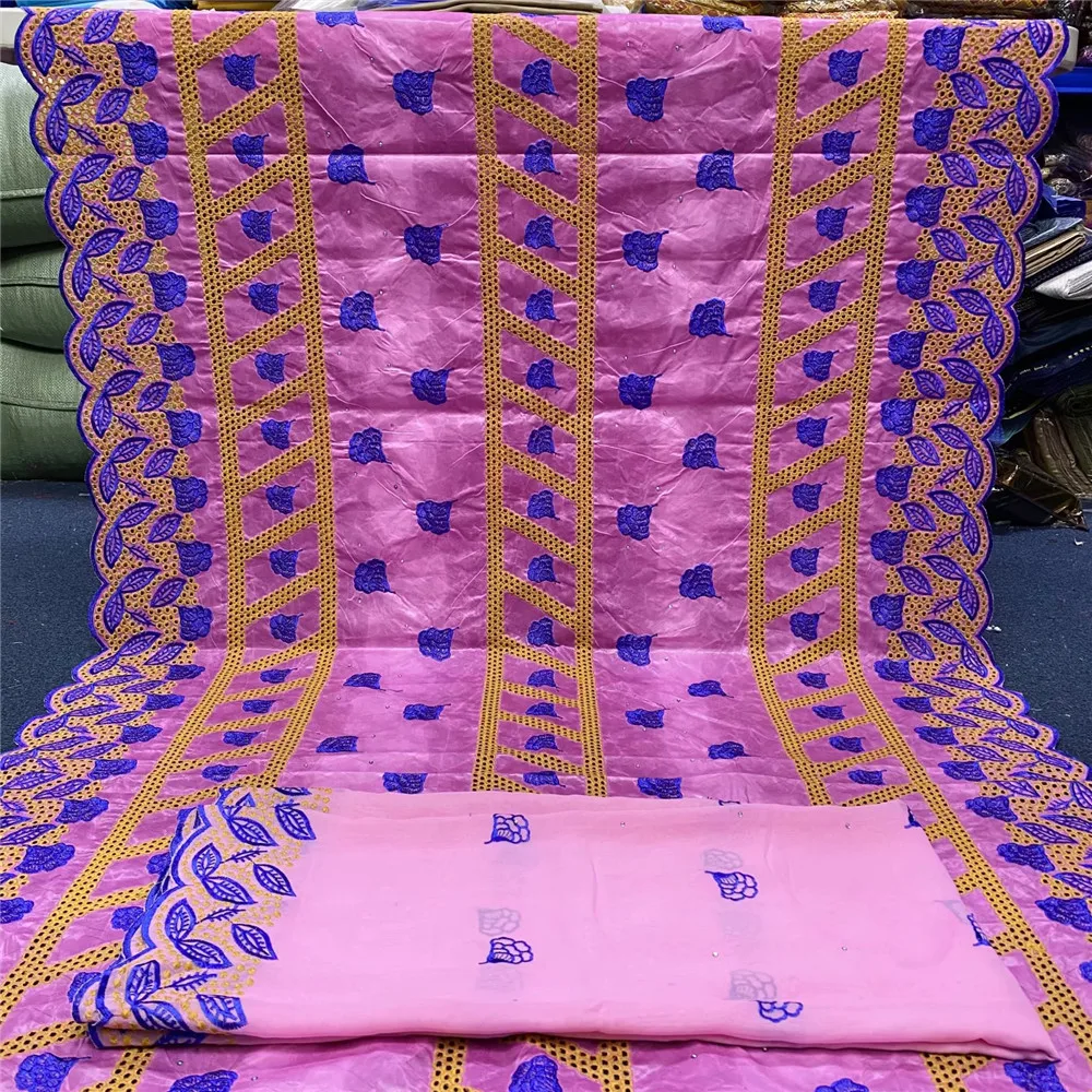 

5Yards Pink Bazin Riche Fabric Nouveau 2021 And 2Y African Cotton Swiss Voile Lace Material Nigerian Cloth Sewing OBC10