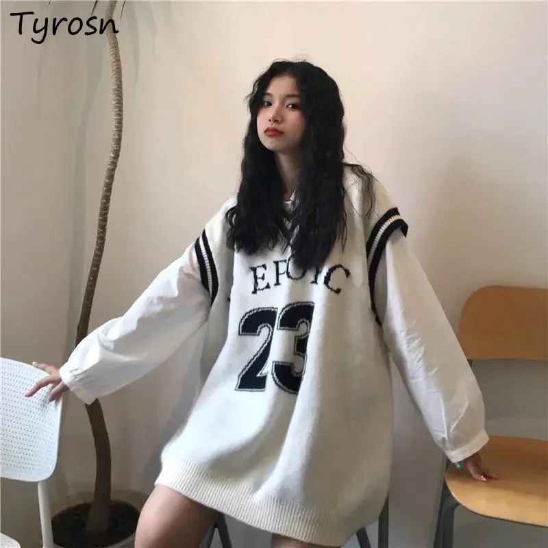 

Женский свитер, жилет в стиле преппи, свободная универсальная уличная одежда в стиле Харадзюку для студентов, топы без рукавов, корейский ст...