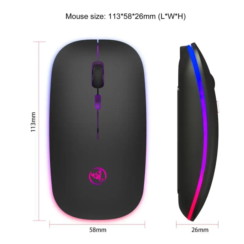

Bluetooth 5.1 + 2.4Ghz Wireless Dual Mode 2 In 1 Cordless Mouse 1600 DPI Ultra-thin Rechargeable Ergonomic Portable Optical Mice
