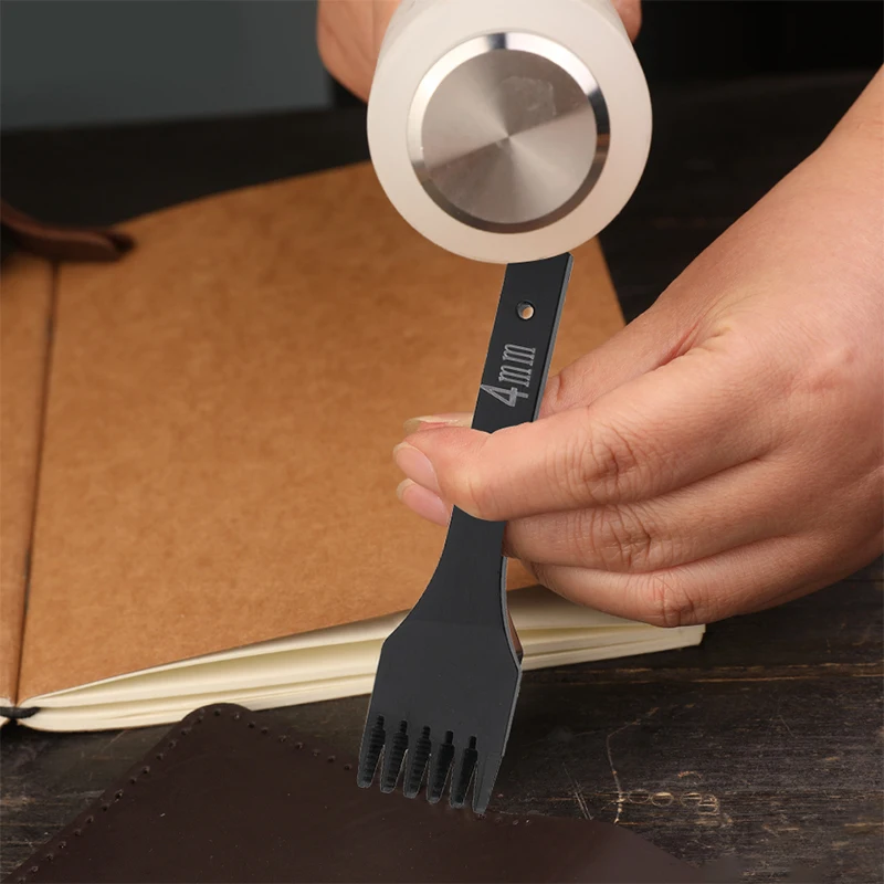 LMDZ Spacing Punch Tool Lacing Stitching Sewing DIY Leather Craft Tools for Hole Punches 4mm 1/2/4/6 /10 Prong | Дом и сад