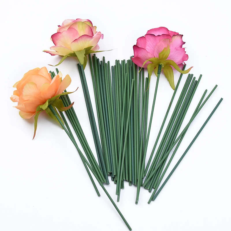 

20Pcs Wire Rod Roses Flower Stem Scrapbooking Wedding Decorative Flowers Wreaths Christmas Home Decor Artificial Plants Cheap