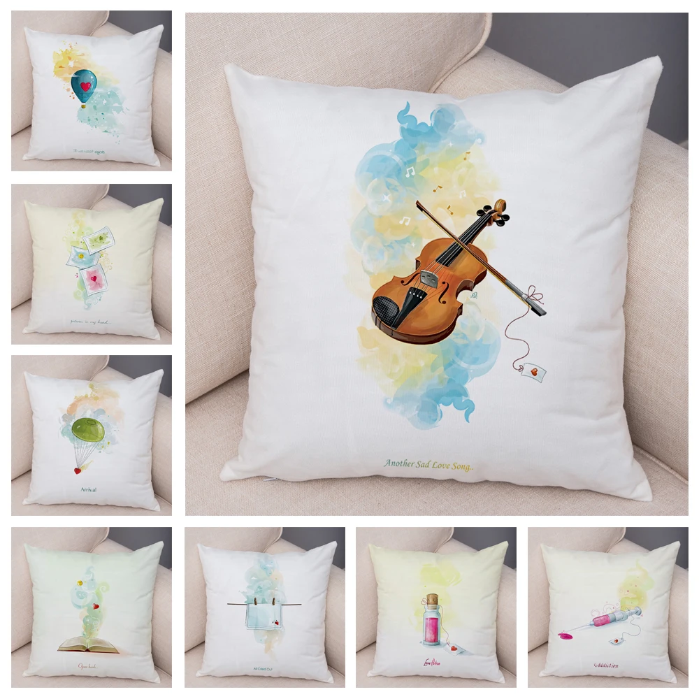 

Чехол для дивана в скандинавском стиле с изображением музыкальной скрипки