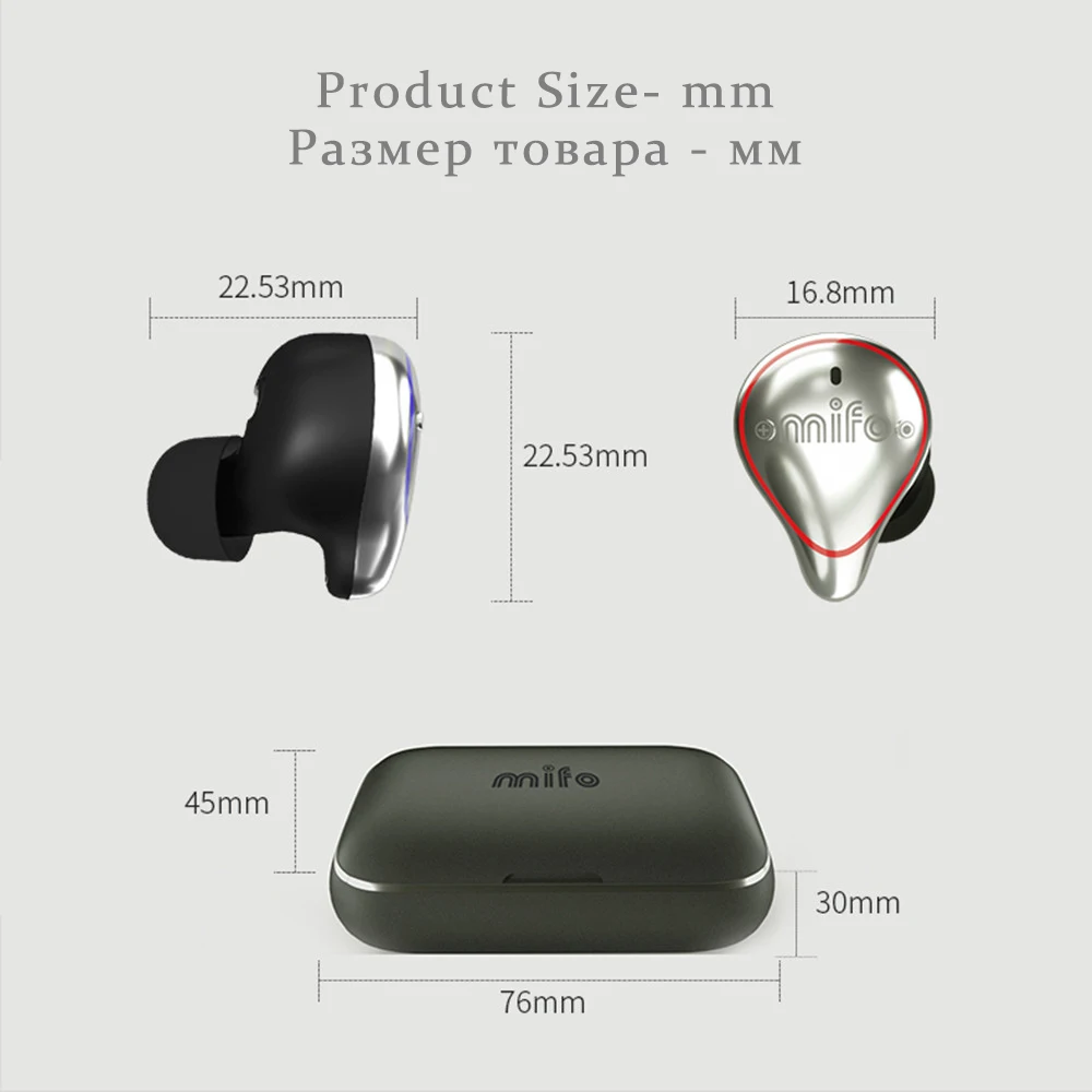 Беспроводные наушники вкладыши RU Mifo O5 TWS Mini Bluetooth 5 0 водонепроницаемые с объемным