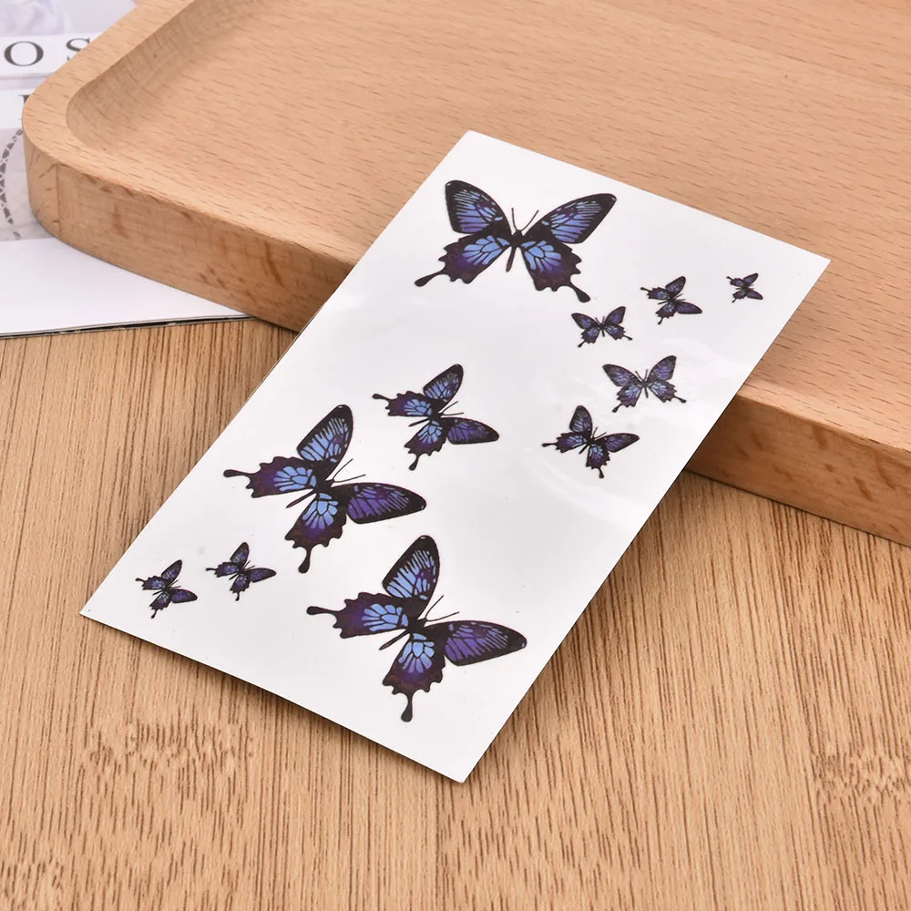 

1Pcs 3D Sexy Blue Butterfly Clavicle Tattoo Stickers Men and Women Tattoo Waterproof Butterfly Temporary Tattoo Sticker
