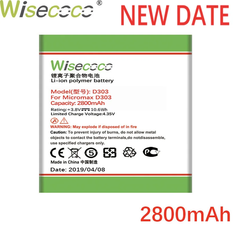 Wisecoco Новинка D303 литий-ионная аккумуляторная батарея для Micromax D303 D 303 замена сотового телефона+ номер отслеживания