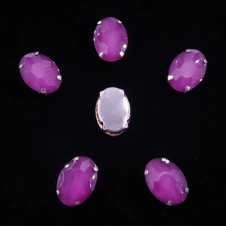 A14 Lt Amethyst Серебряные коготь настройки 20 шт/п 10x14 мм 13*18 мм желе конфеты AB цвета стекло Кристалл овальной формы пришить стразы аппликация diy отделка - Цвет: A14 Lt Amethyst