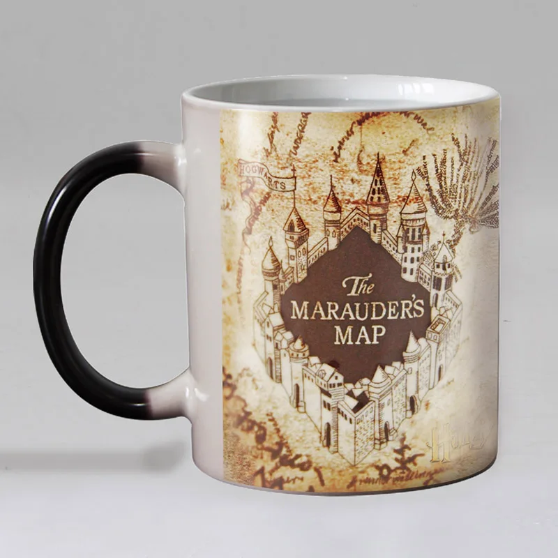 Taza que cambia de Color con el mapa de harry Marauder, tazas mágicas sensibles al calor para café, tazas de té, regalo sorpresa, novedad