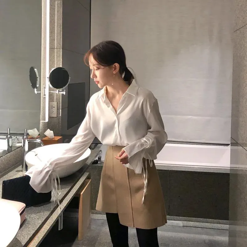 

Solid Blouse Shirt Girls Funny Summer Loose Office Shirt Women Harajuku High Street Tops Hip Hop Korean Fashion Clothes Shirt