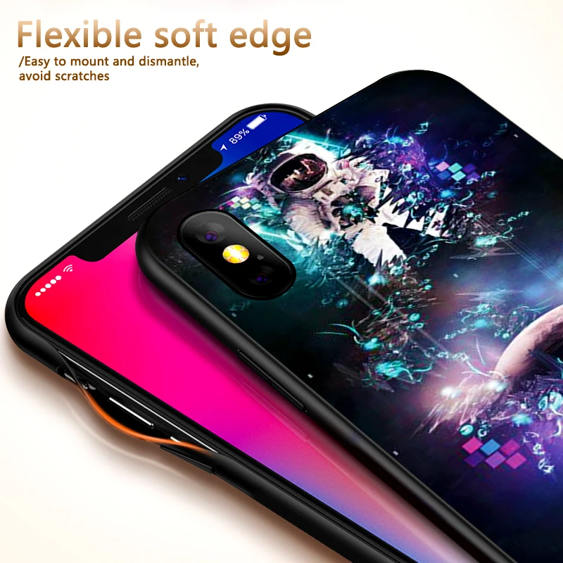 Astronaut art on the moon For iPhone X XR XS MAX Soft Silicone Back Cover Apple 8 7 6S 6 S Plus Phone Case | Мобильные телефоны и