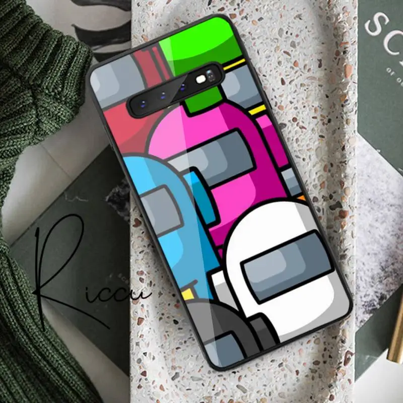 

Hot Game Us Among Cute Phone Case Tempered Glass For Samsung S20 Plus S7 S8 S9 S10E Plus Note 8 9 10 Plus A7 2018