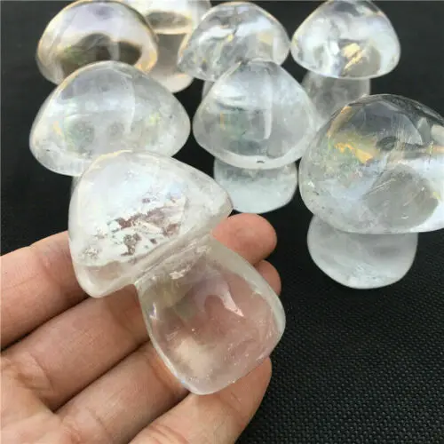 1 шт. Натуральный прозрачный кварцевый резанный вручную гриб кристалл череп