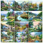 Алмазная живопись сделай сам с деревом 5D, полноразмернаякруглая вышивка стразы, пейзаж, Алмазная мозаика, полная схема, вышивка крестиком, домашний декор