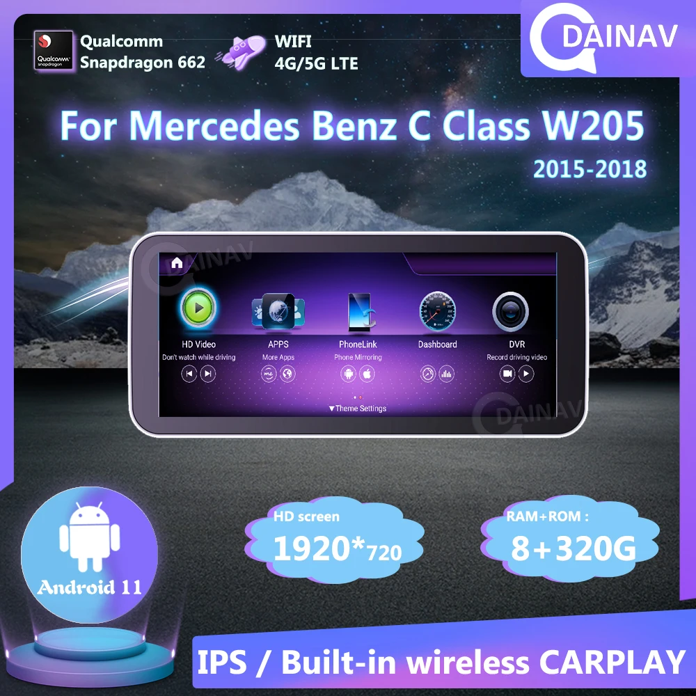 Android 11.0 320GB 12.5 inch Car video Multimedia player FOR Mercedes Benz C-Class C W205 2015-2018 car stereo auto carplay GPS