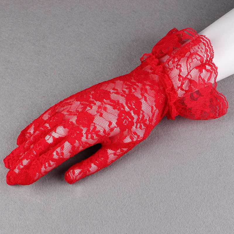 

Summer Lace Gloves women's thin sexy black elastic elegant driving outdoor sunscreen breathable spring and autumn fashion short