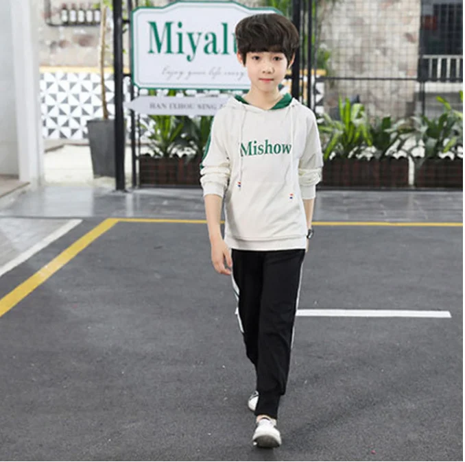 

2021 New Baby Boys Clothing Set for Kids Casual Letter Hooded Velvet Autumn Spring Children's Sports Suits Clothes