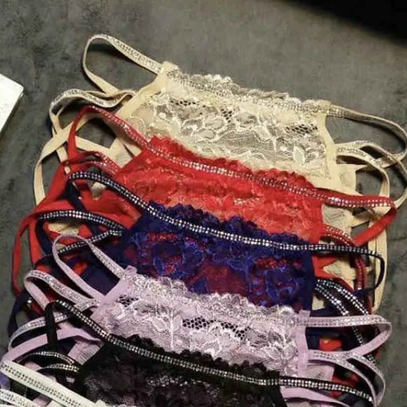 sexy Women Underwear High Quality Women rhinestone Panties Underwear Solid lace low-Rise Lingerie underwear women
