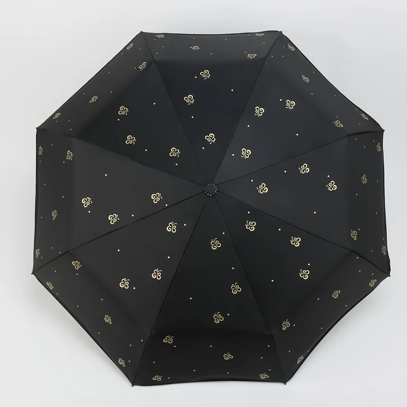 Креативный зонтик для женщин и мужчин, солнцезащитный, анти-УФ, трехскладной зонтик-бабочка, складные зонты - Цвет: Butterfly Black