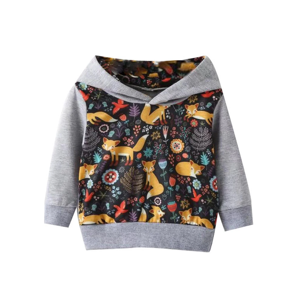 Высококачественные детские толстовки с мультяшным принтом лисы милая теплая