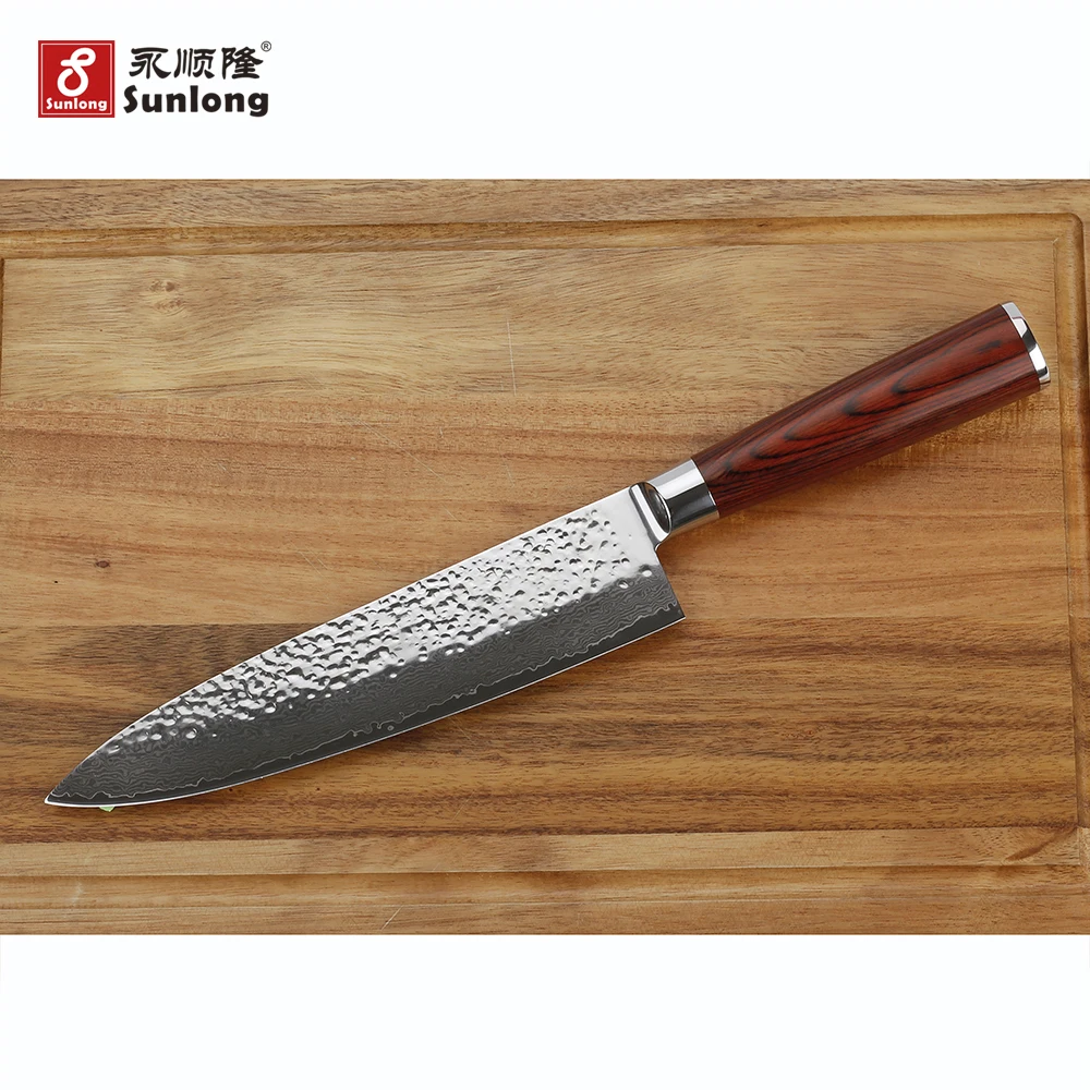 Нож шеф-повара Sunlong 8 дюймов японский нож из дамасской стали Gyuto с красной