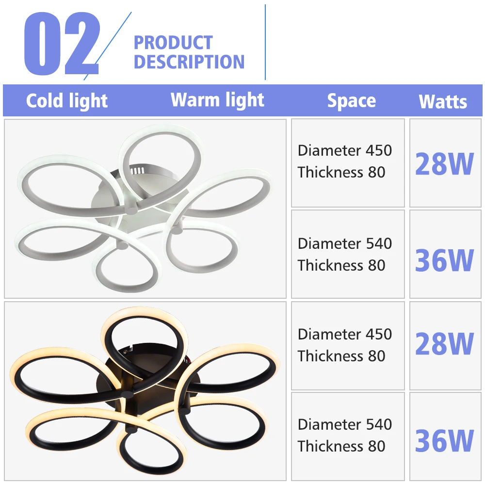 $48.29 Ceiling Light LED For Room Warm/Cold White Modern Creativity Home 28W 36W for Bedroom Kitchen Lighting Lamp