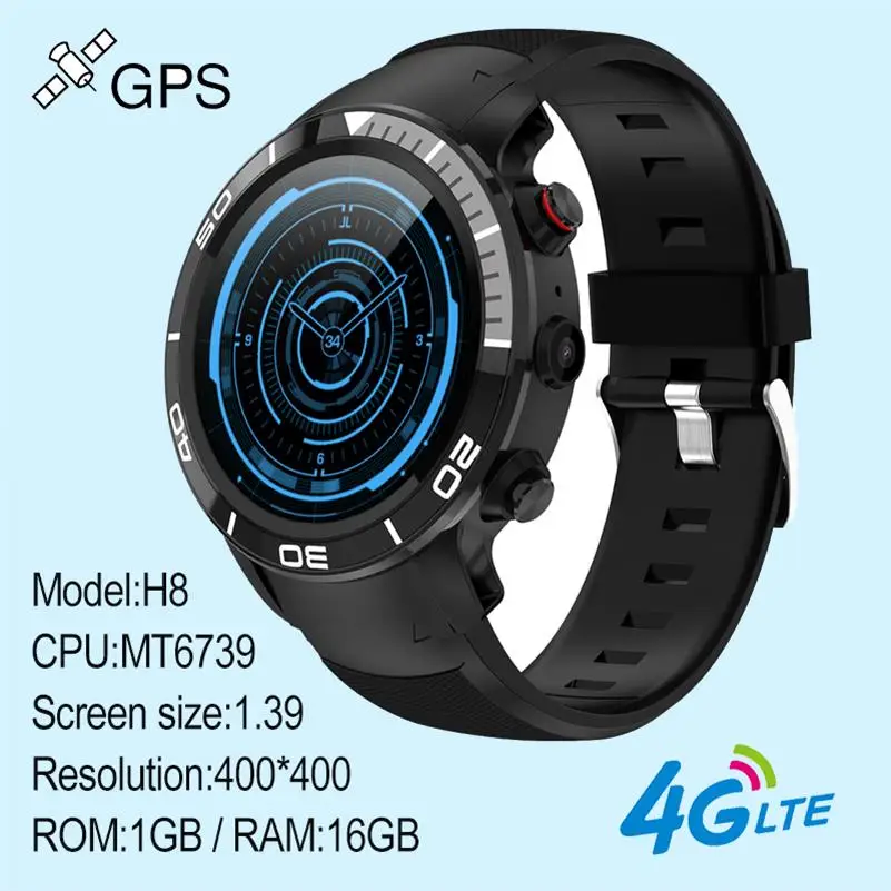 Black gray 696 H8 4G сетевой звонок умные беспроводные Часы wifi Поддержка Nano SIM карты gps Обнаружение сердечного ритма мульти-спортивный режим смарт часы - Цвет: Black gray