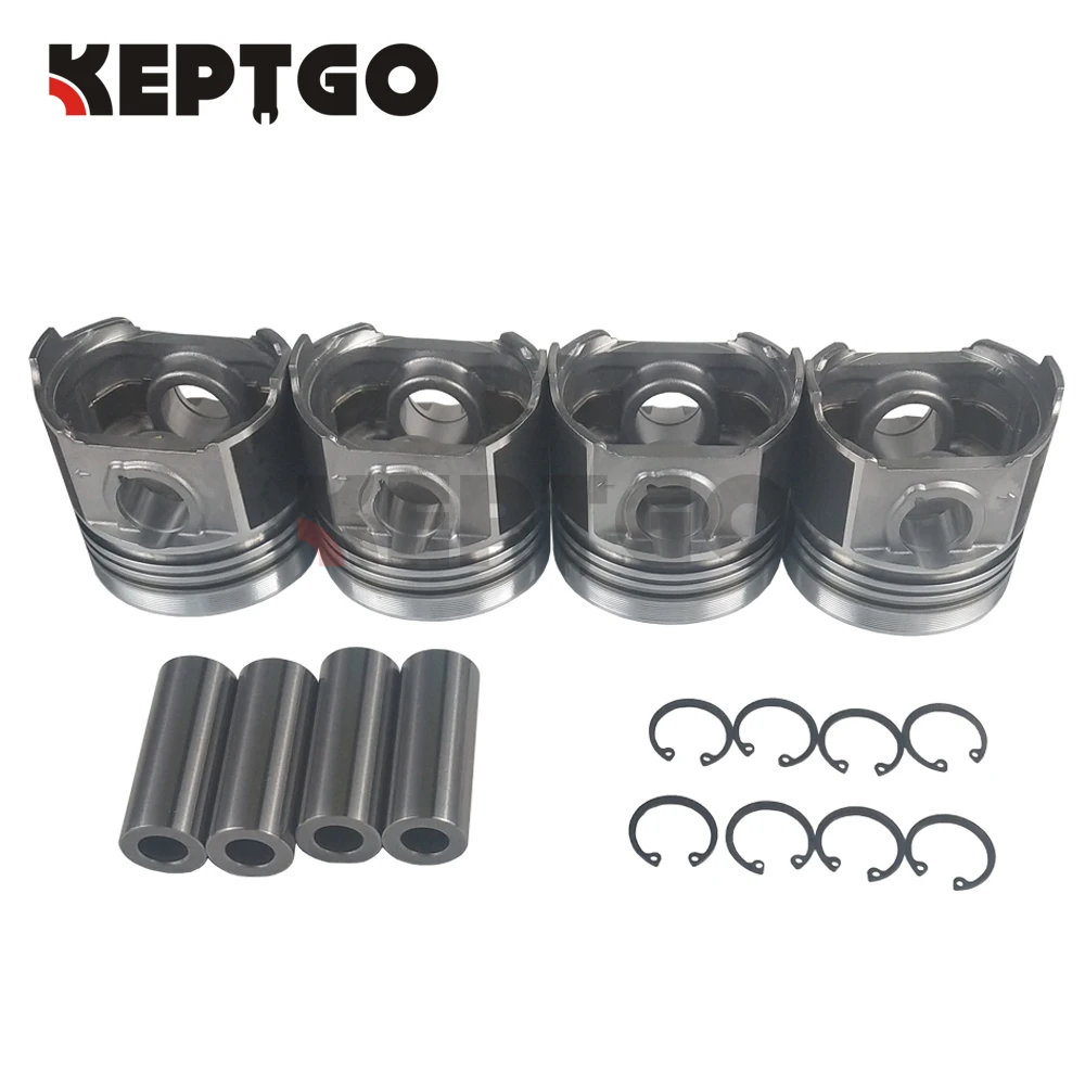

V2203 Piston With Pin & Clip 4 Set STD 16423-21112 For Kubota V2203T V2203E V2203B BOBCAT 7753