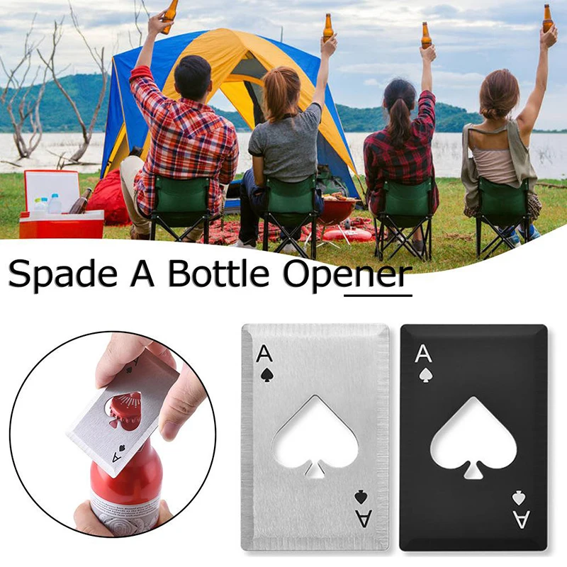 

Poker Card Pocket Card Metal Spade A Beer Bottle Opener Black/silver Portable Beer Opener Stainless Steel Multitool Poker Casino